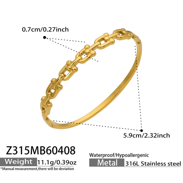 Wholesale Geometric 18K Gold Plated 316L Stainless Steel Horseshoe Buckle Bracelet For Women