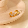Wholesale Geometric 18K Gold Plated Stainless Steel Cross Inlaid White Diamond Open Ring For Women