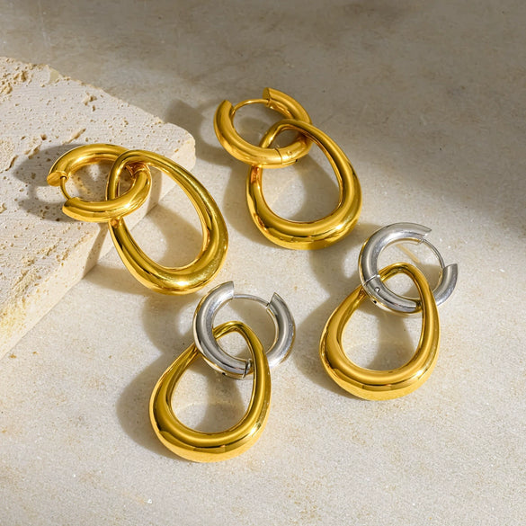 Wholesale Geometric 18K Gold Plated Stainless Steel Earrings For Women