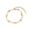 Wholesale Geometric 18K Gold Plated Stainless Steel Freshwater Pearl Bracelet For Women
