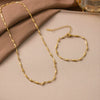 Wholesale Geometric 18K Gold Real Gold Plated In The Furnace Light Luxury Style Bracelet And Clavicle Necklace For Women