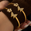 Wholesale Geometric 18K Goldplated Stainless Steel Zircon Inlaid Butterfly Flower Bracelet Jewelry