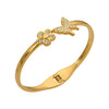 Wholesale Geometric 18K Goldplated Stainless Steel Zircon Inlaid Butterfly Flower Bracelet Jewelry
