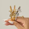 Wholesale Geometric 18K Goldplated Stainless Steel Zircon Inlaid Butterfly Flower Bracelet Jewelry