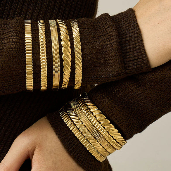 Wholesale Geometric 18K Goldplated Twisted 316L Stainless Steel Bracelet Jewelry Accessories