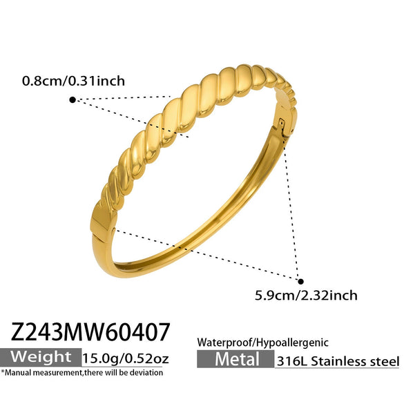 Wholesale Geometric 18K Goldplated Twisted 316L Stainless Steel Bracelet Jewelry Accessories