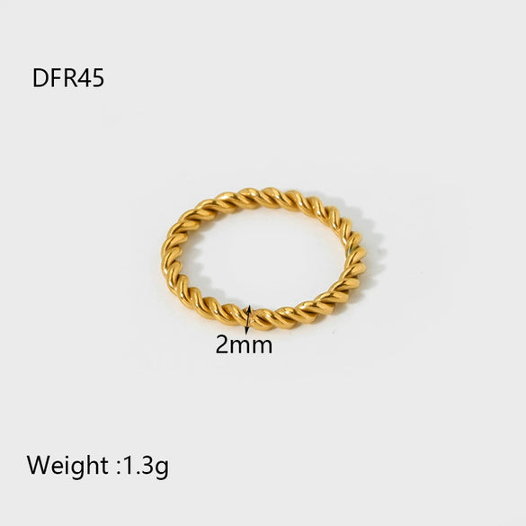Wholesale Geometric Knot Beads Stainless Steel Goldplated Plain Ring Women's Jewelry Accessories