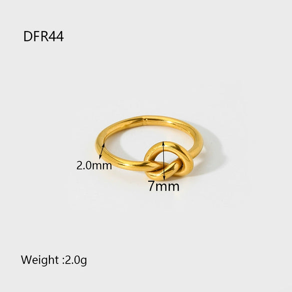 Wholesale Geometric Knot Beads Stainless Steel Goldplated Plain Ring Women's Jewelry Accessories