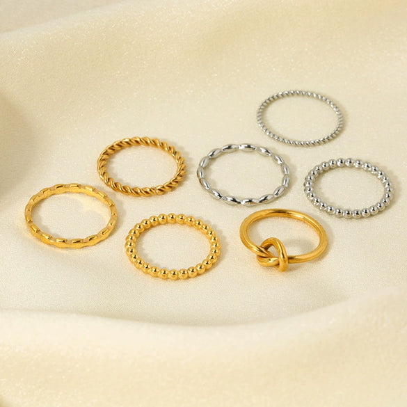 Wholesale Geometric Knot Beads Stainless Steel Goldplated Plain Ring Women's Jewelry Accessories