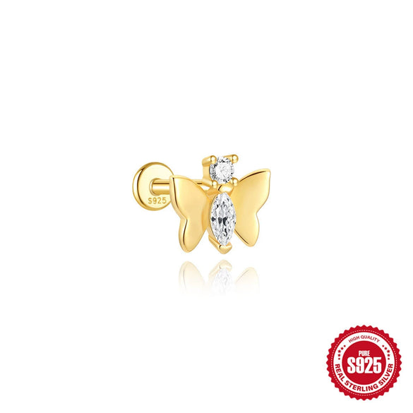 Wholesale Geometric Koi Animal Flat Head Threaded Piercing Ear Jewelry S925 Sterling Silver Environmentally Friendly Electroplated Unisex