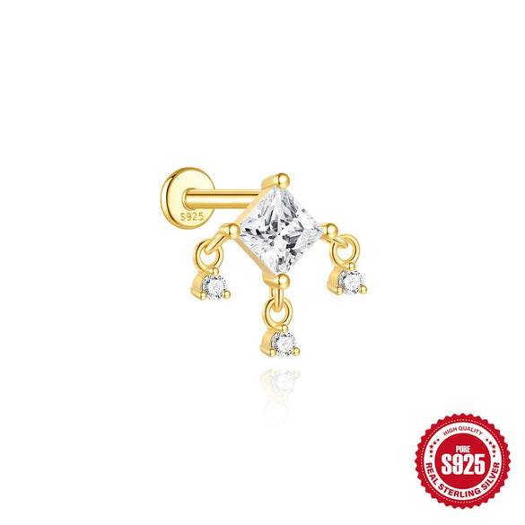 Wholesale Geometric Koi Animal Flat Head Threaded Piercing Ear Jewelry S925 Sterling Silver Environmentally Friendly Electroplated Unisex