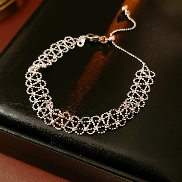 Wholesale Geometric Lace Hollow Bracelet Copper Plastic Real Gold Electroplated For Women