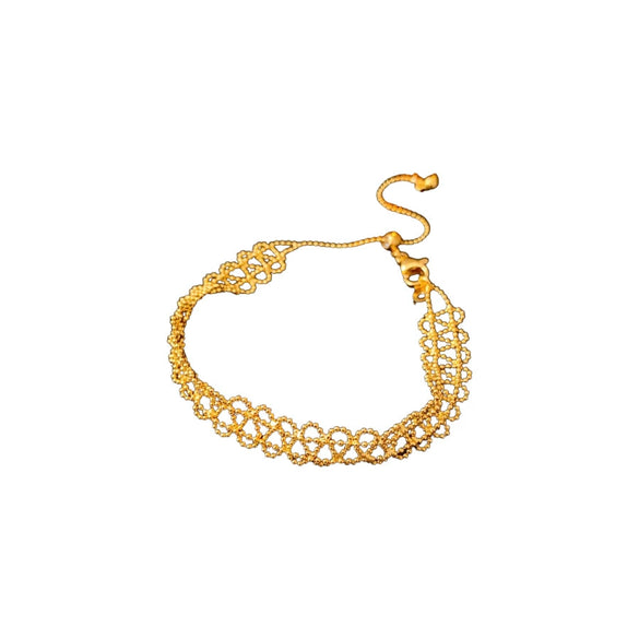 Wholesale Geometric Lace Hollow Bracelet Copper Plastic Real Gold Electroplated For Women