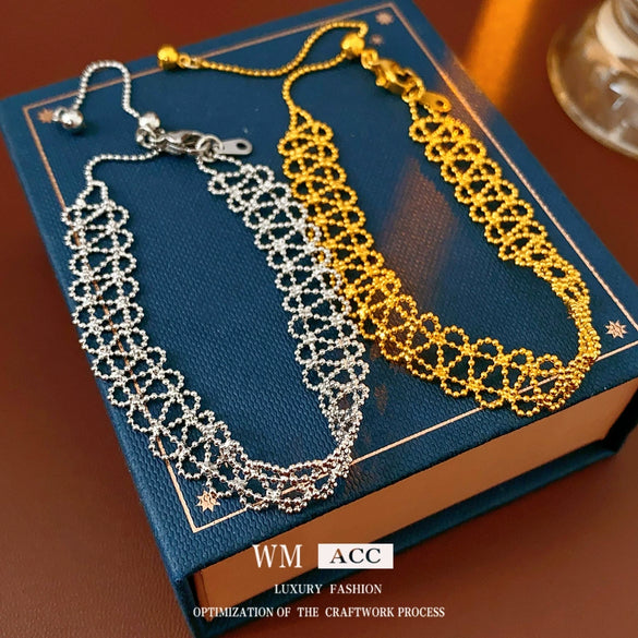 Wholesale Geometric Lace Hollow Bracelet Copper Plastic Real Gold Electroplated For Women