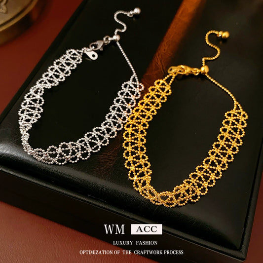 Wholesale Geometric Lace Hollow Bracelet Copper Plastic Real Gold Electroplated For Women