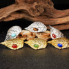 Wholesale Geometric Leaf Design S925 Sterling Silver Ring Set With Gems Unisex
