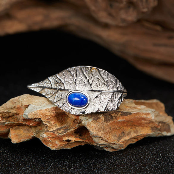 Wholesale Geometric Leaf Design S925 Sterling Silver Ring Set With Gems Unisex