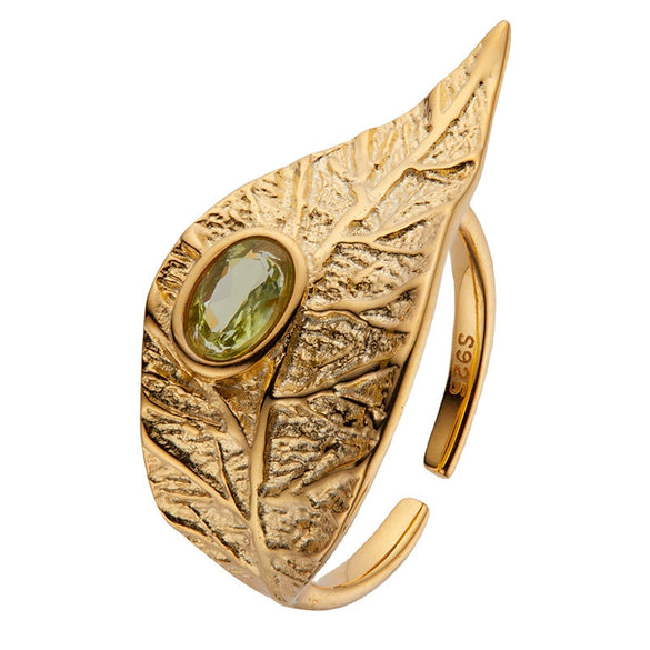 Wholesale Geometric Leaf Design S925 Sterling Silver Ring Set With Gems Unisex