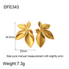 Wholesale Geometric Leaf Stainless Steel 18K Gold Plated Earrings For Women