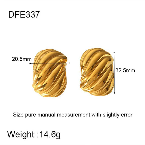 Wholesale Geometric Leaf Stainless Steel 18K Gold Plated Earrings For Women