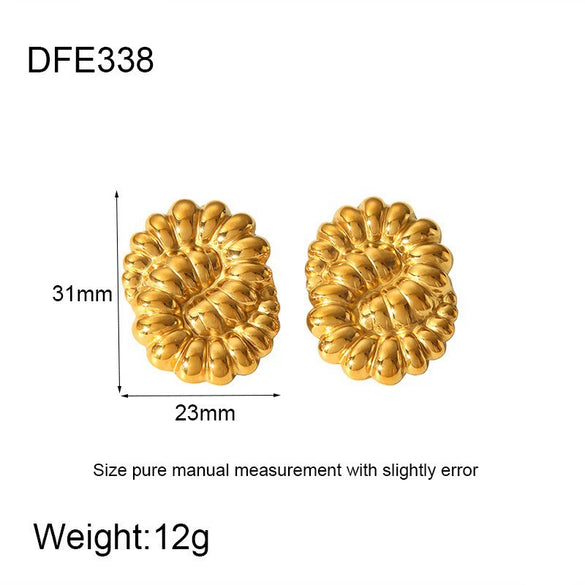 Wholesale Geometric Leaf Stainless Steel 18K Gold Plated Earrings For Women