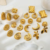 Wholesale Geometric Leaf Stainless Steel 18K Gold Plated Earrings For Women