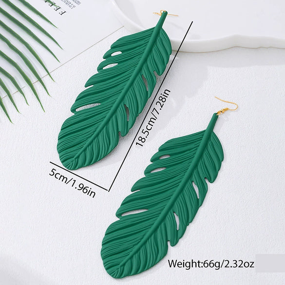 Wholesale Geometric Leaf Texture Alloy Electroplated Earrings For Women