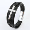 Wholesale Geometric Leather Bracelets With Alloy Cross Accessories Handwoven Electroplated Men's Bracelets