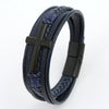 Wholesale Geometric Leather Bracelets With Alloy Cross Accessories Handwoven Electroplated Men's Bracelets