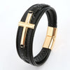 Wholesale Geometric Leather Bracelets With Alloy Cross Accessories Handwoven Electroplated Men's Bracelets