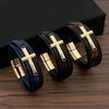 Wholesale Geometric Leather Bracelets With Alloy Cross Accessories Handwoven Electroplated Men's Bracelets