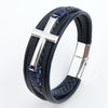Wholesale Geometric Leather Bracelets With Alloy Cross Accessories Handwoven Electroplated Men's Bracelets
