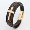 Wholesale Geometric Leather Bracelets With Alloy Cross Accessories Handwoven Electroplated Men's Bracelets