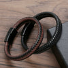 Wholesale Geometric Leather Men's Bracelets With Alloy Magnet Buckles Handwoven And Electroplated In U Shape