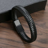 Wholesale Geometric Leather Men's Bracelets With Alloy Magnet Buckles Handwoven And Electroplated In U Shape