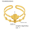 Wholesale Geometric Leaves Love Open Hand Decoration Fashion Ring In Stainless Steel With Electroplating For Women