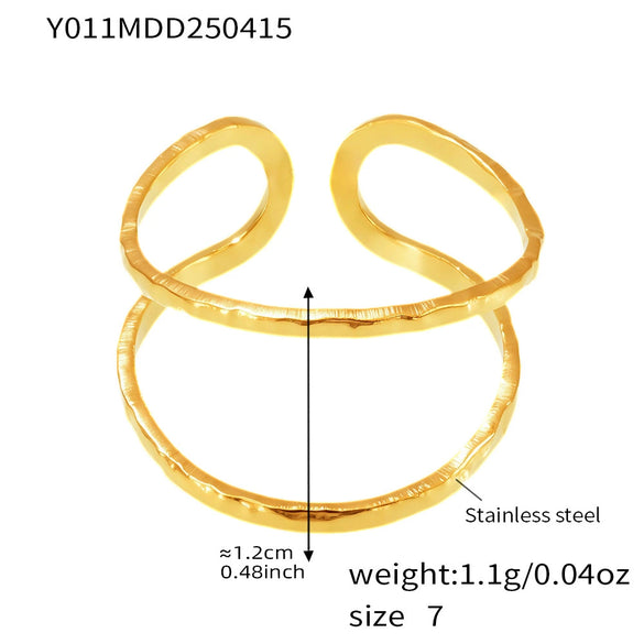 Wholesale Geometric Leaves Love Open Hand Decoration Fashion Ring In Stainless Steel With Electroplating For Women