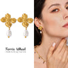 Wholesale Geometric Light Luxury Freshwater Pearl And Titanium Steel Gold Plated Tassel Earrings For Women
