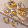 Wholesale Geometric Light Luxury Gold Ring In Titanium Steel With 18K Real Gold Electroplated Treatment