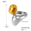 Wholesale Geometric Light Luxury Gold Ring In Titanium Steel With 18K Real Gold Electroplated Treatment