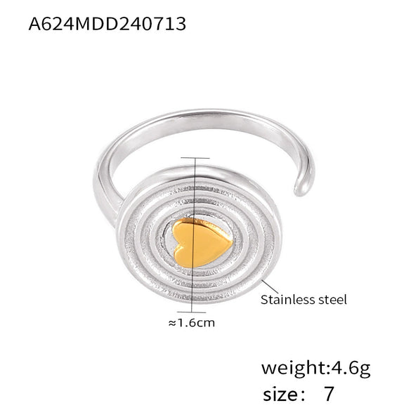 Wholesale Geometric Light Luxury Gold Ring In Titanium Steel With 18K Real Gold Electroplated Treatment