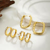 Wholesale Geometric Light Luxury Style Copper Plated Diamond Earrings