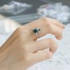 Wholesale Geometric Light Luxury Style Inlaid Zircon S925 Silver Plated 14K Gold Aquagate Twopiece Women's Ring