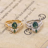 Wholesale Geometric Light Luxury Style Inlaid Zircon S925 Silver Plated 14K Gold Aquagate Twopiece Women's Ring
