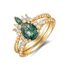 Wholesale Geometric Light Luxury Style Inlaid Zircon S925 Silver Plated 14K Gold Aquagate Twopiece Women's Ring