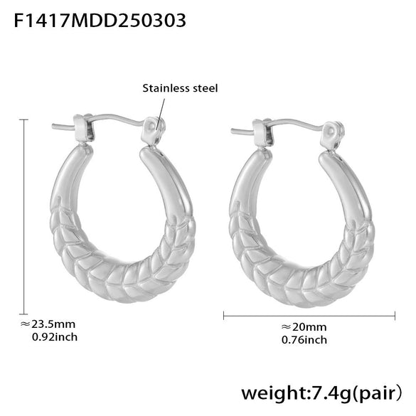 Wholesale Geometric Light Luxury Style Stainless Steel Gold Plated Ferris Wheel And Wheat Grain Earrings For Women