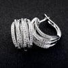 Wholesale Geometric Line Copper Ear Buckle Women's Multilayer Cross Zirconia Elegant Earrings
