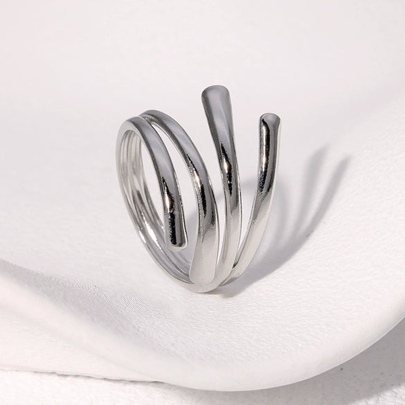Wholesale Geometric Line Opening Ring In Stainless Steel With Gold Plated Electroplating Simple Cold Style For Women