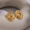 Wholesale Geometric Line Oval Ring Earrings For Women Stainless Steel Pvd Furnace Vacuum Real Gold Plated