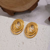 Wholesale Geometric Line Oval Ring Earrings For Women Stainless Steel Pvd Furnace Vacuum Real Gold Plated